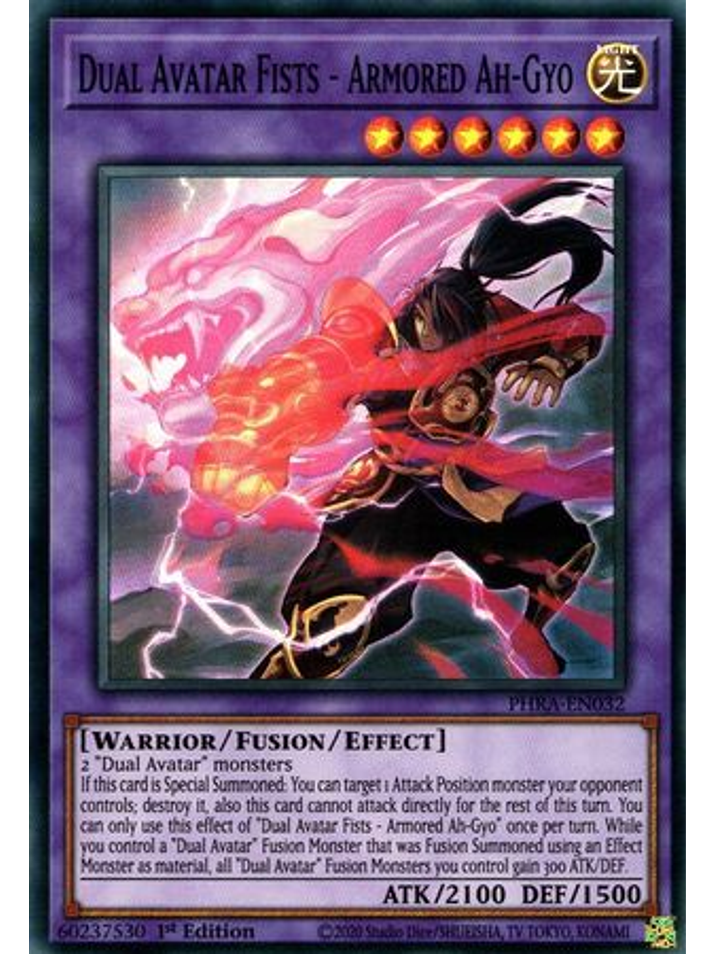 Dual Avatar Fists - Armored Ah-Gyo - PHRA-EN032 - Super Rare 1st Edition 1