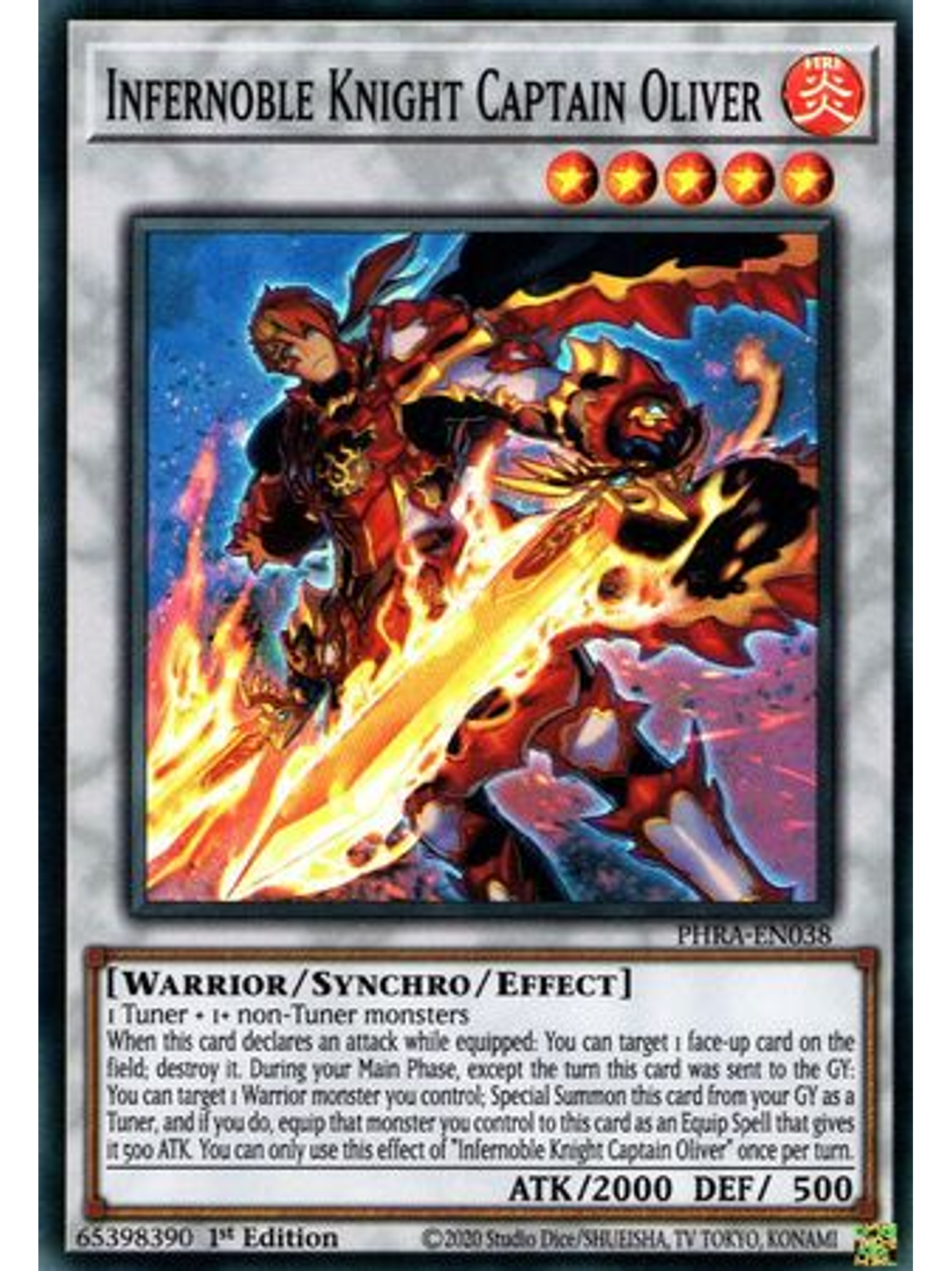 Infernoble Knight Captain Oliver - PHRA-EN038 - Super Rare 1st Edition 1