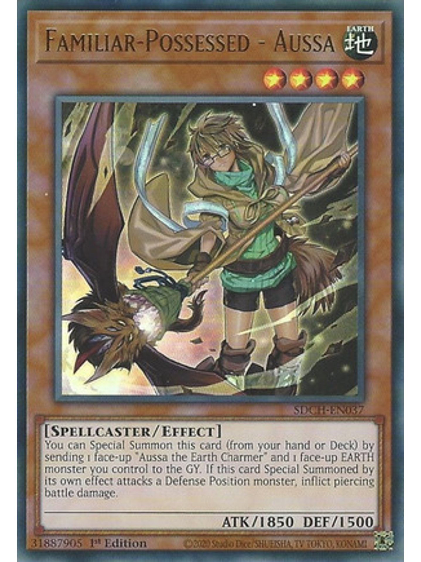 Familiar-Possessed - Aussa (Alternate Art) - SDCH-EN037 - Ultra Rare 1st Edition 1