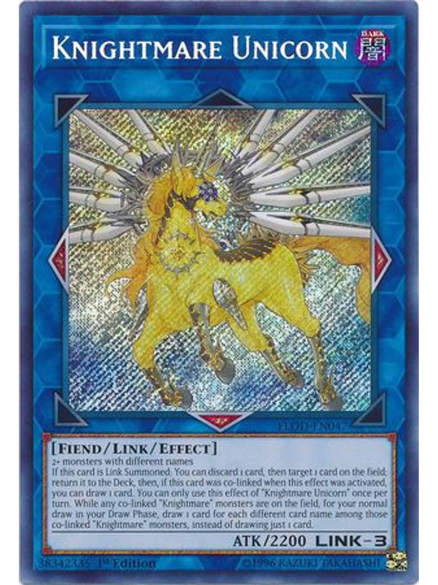 Knightmare Unicorn - FLOD-EN047 - Secret Rare 1st Edition 1