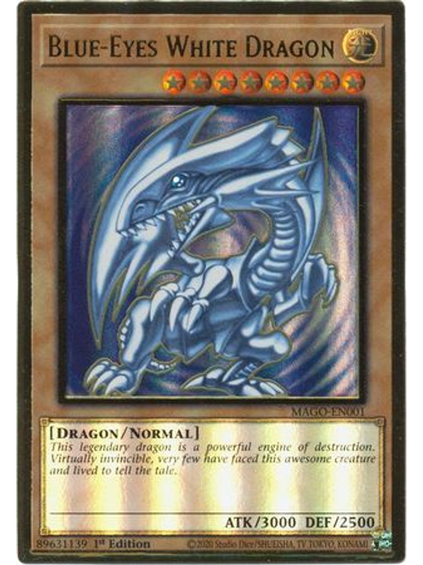 Blue-Eyes White Dragon - MAGO-EN001 - Premium Gold Rare 1st Edition 1