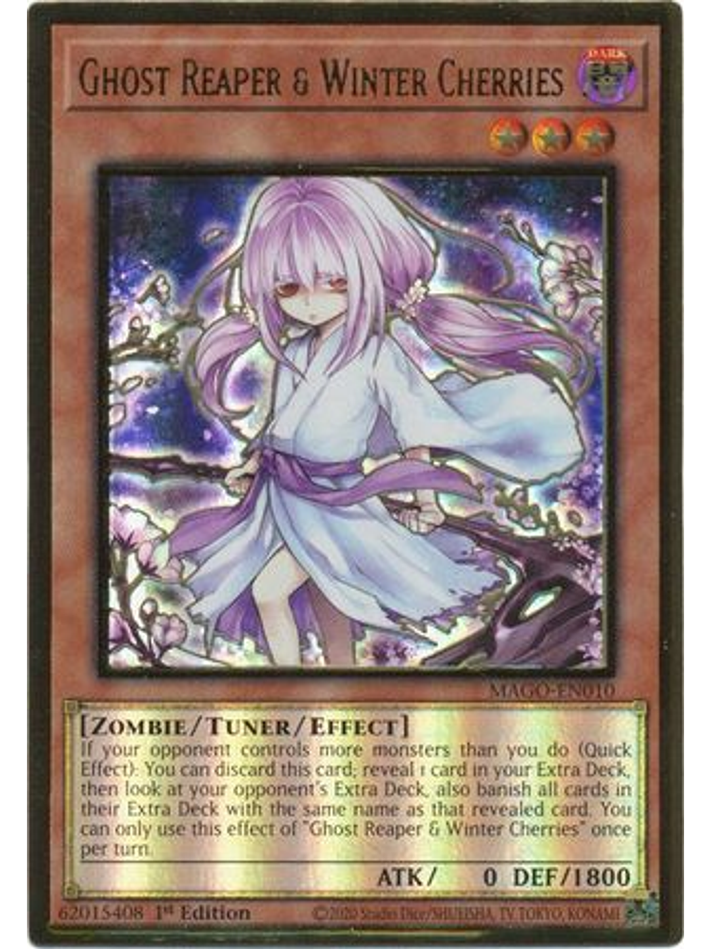 Ghost Reaper & Winter Cherries (Alt Art) - MAGO-EN010 - Premium Gold Rare 1st Ed. 1