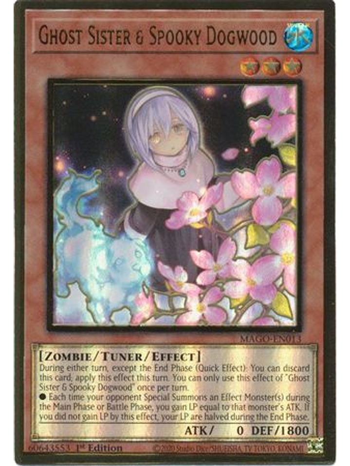 Ghost Sister & Spooky Dogwood (Alt Art) - MAGO-EN013 - Premium Gold Rare 1st Edition 1