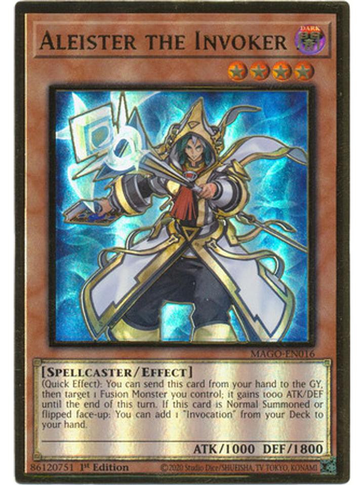 Aleister the Invoker (Alternate Art) - MAGO-EN016 - Premium Gold Rare 1st Edition 1
