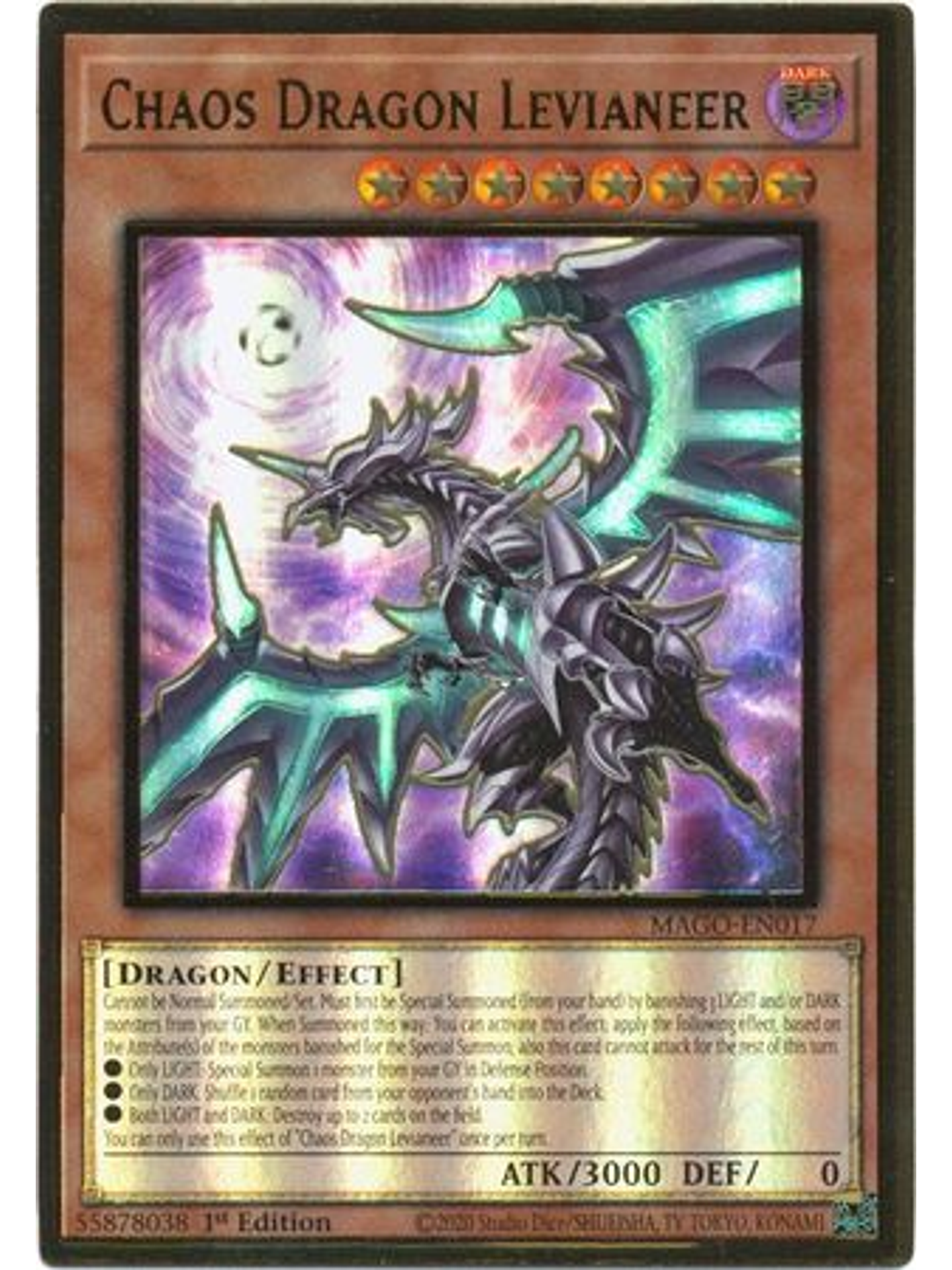 Chaos Dragon Levianeer (Alternate Art) - MAGO-EN017 - Premium Gold Rare 1st Edition 1