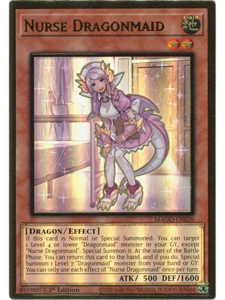 Nurse Dragonmaid - MAGO-EN020 - Premium Gold Rare 1st Edition 1