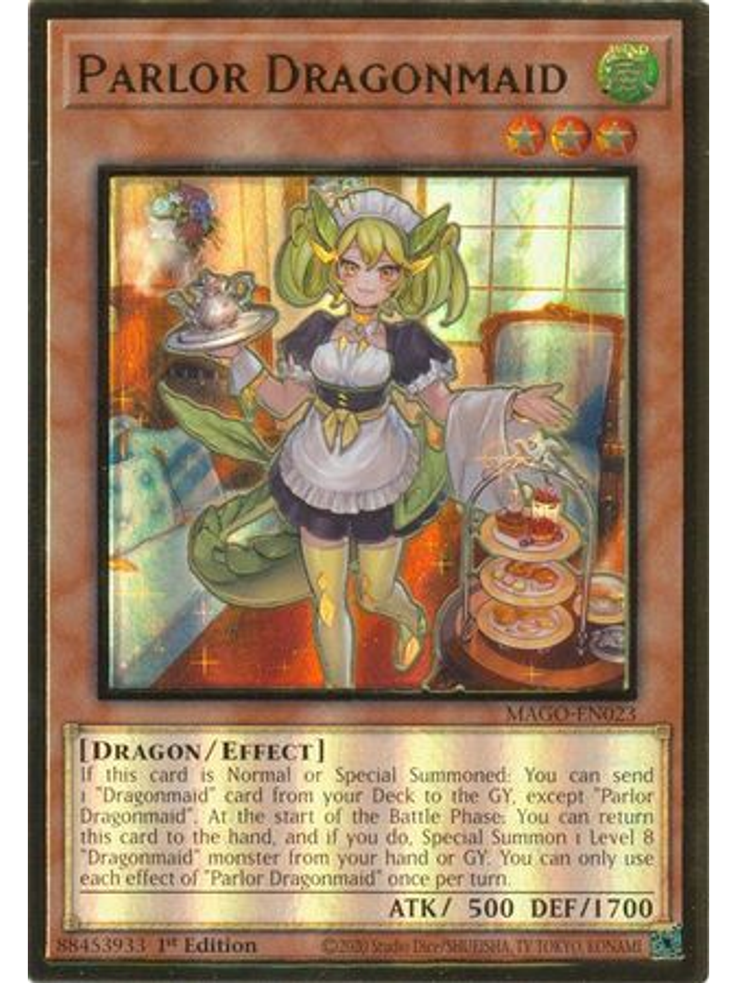 Parlor Dragonmaid - MAGO-EN023 - Premium Gold Rare 1st Edition 1