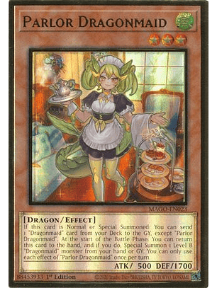 Parlor Dragonmaid - MAGO-EN023 - Premium Gold Rare 1st Edition