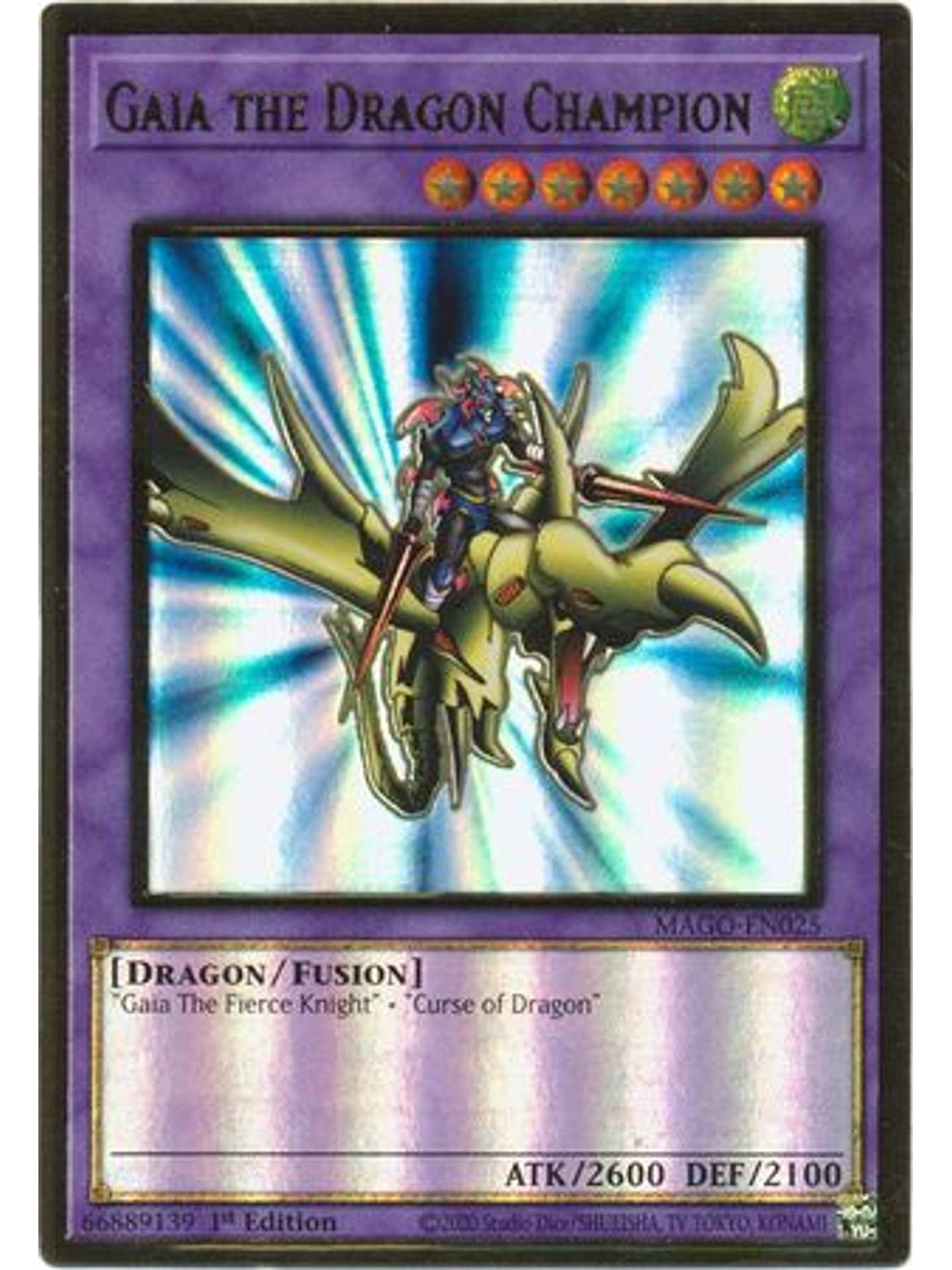 Gaia the Dragon Champion - MAGO-EN025 - Premium Gold Rare 1st Edition 1