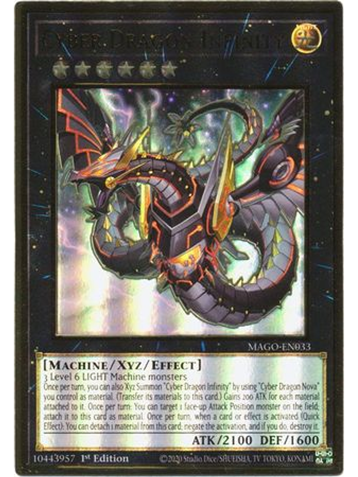 Cyber Dragon Infinity (Alternate Art) - MAGO-EN033 - Premium Gold Rare 1st Edition 1