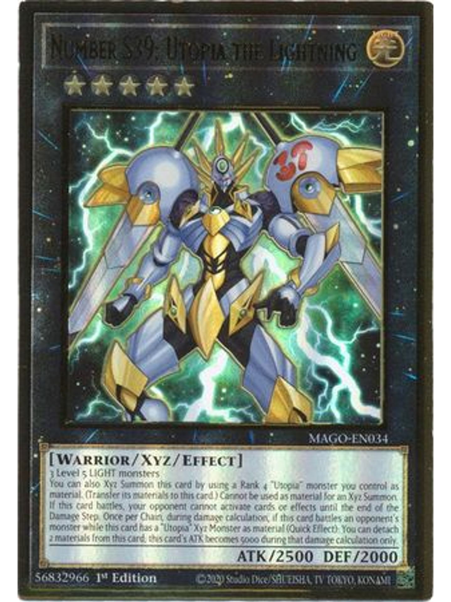 Number S39: Utopia the Lightning - MAGO-EN034 - Premium Gold Rare 1st Edition 1