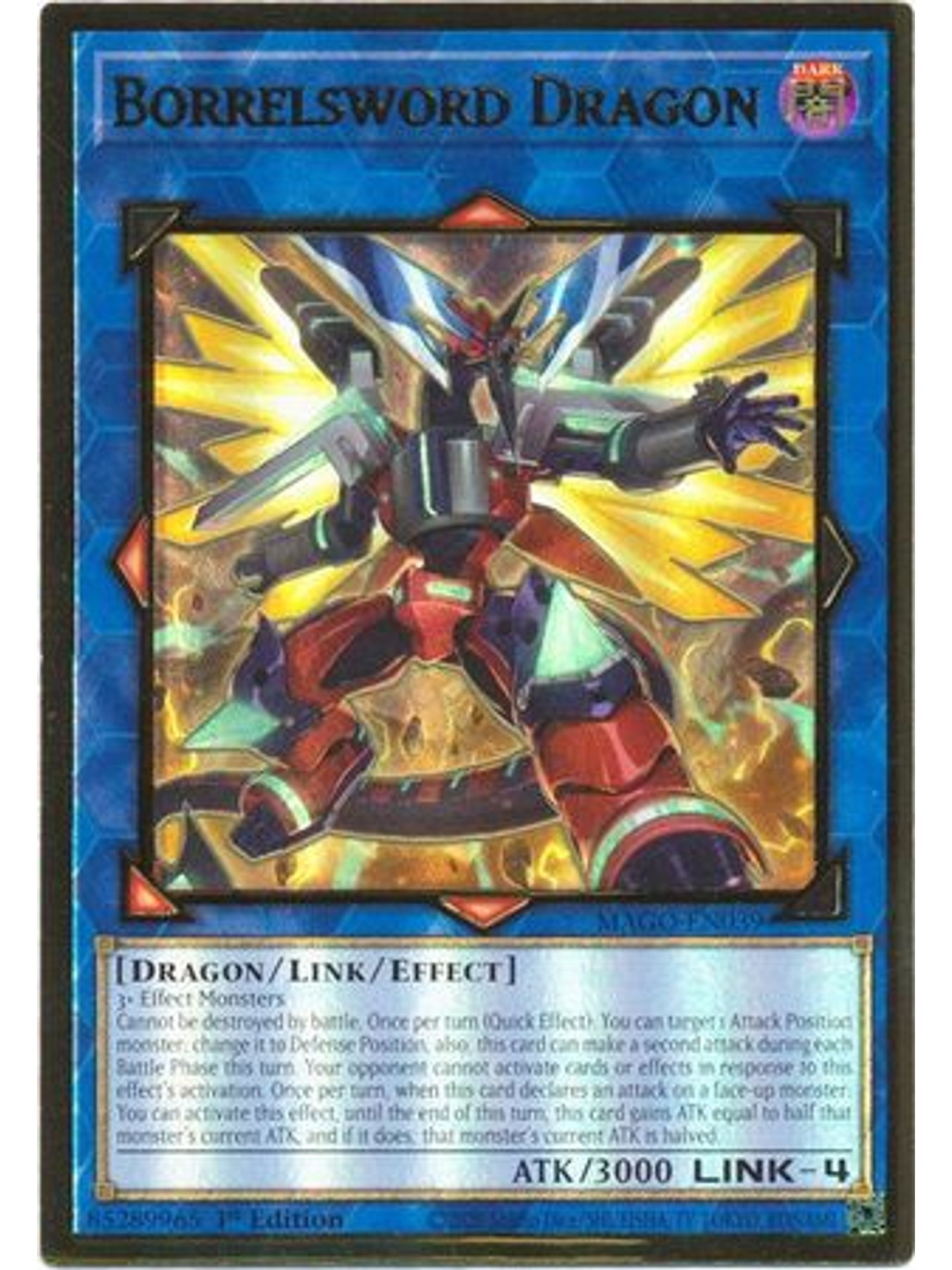Borrelsword Dragon (Alternate Art) - MAGO-EN039 - Premium Gold Rare 1st Edition 1