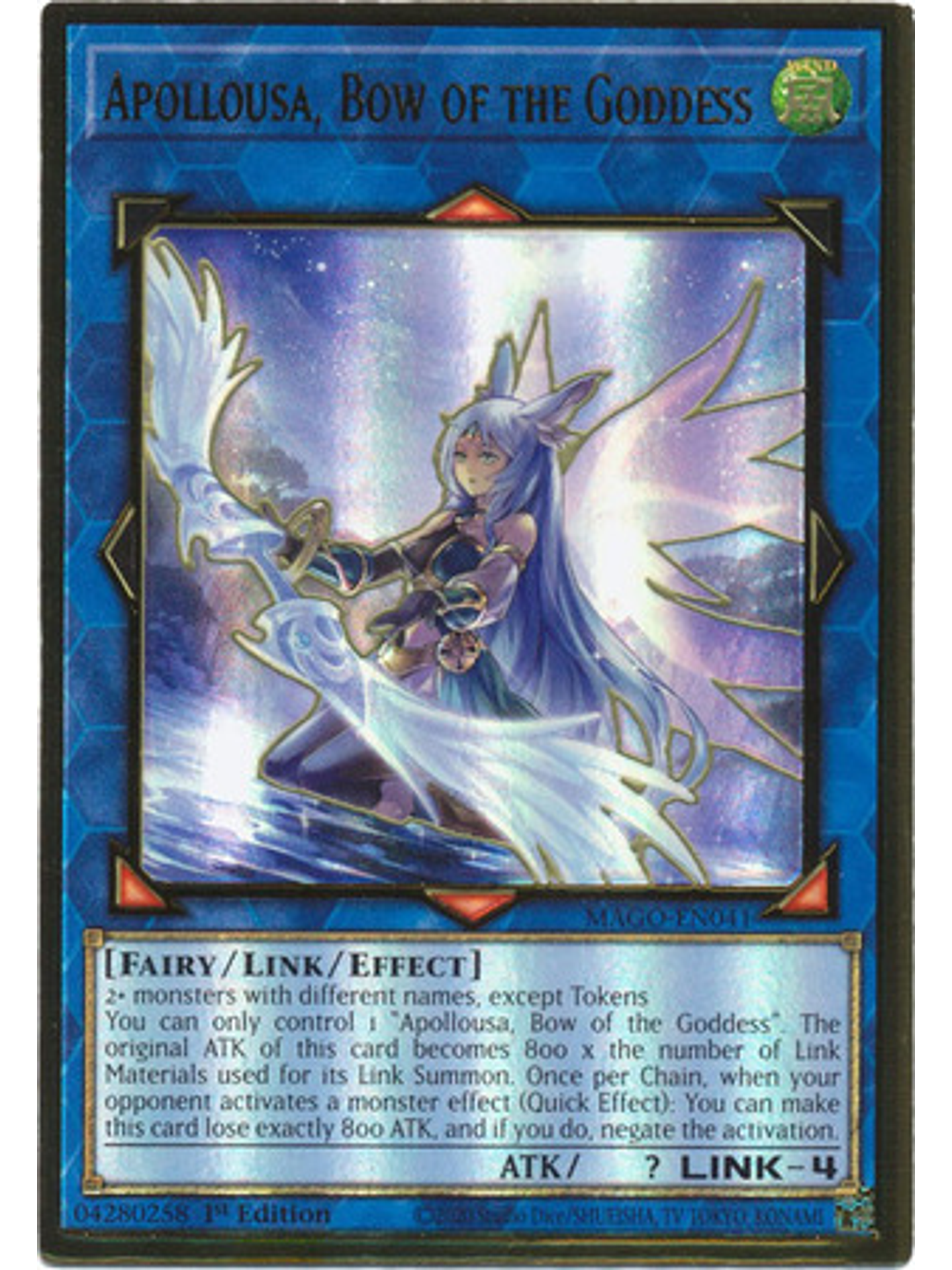 Apollousa, Bow of the Goddess (Alt. Art) - MAGO-EN041 - Premium Gold Rare 1st Ed. 1