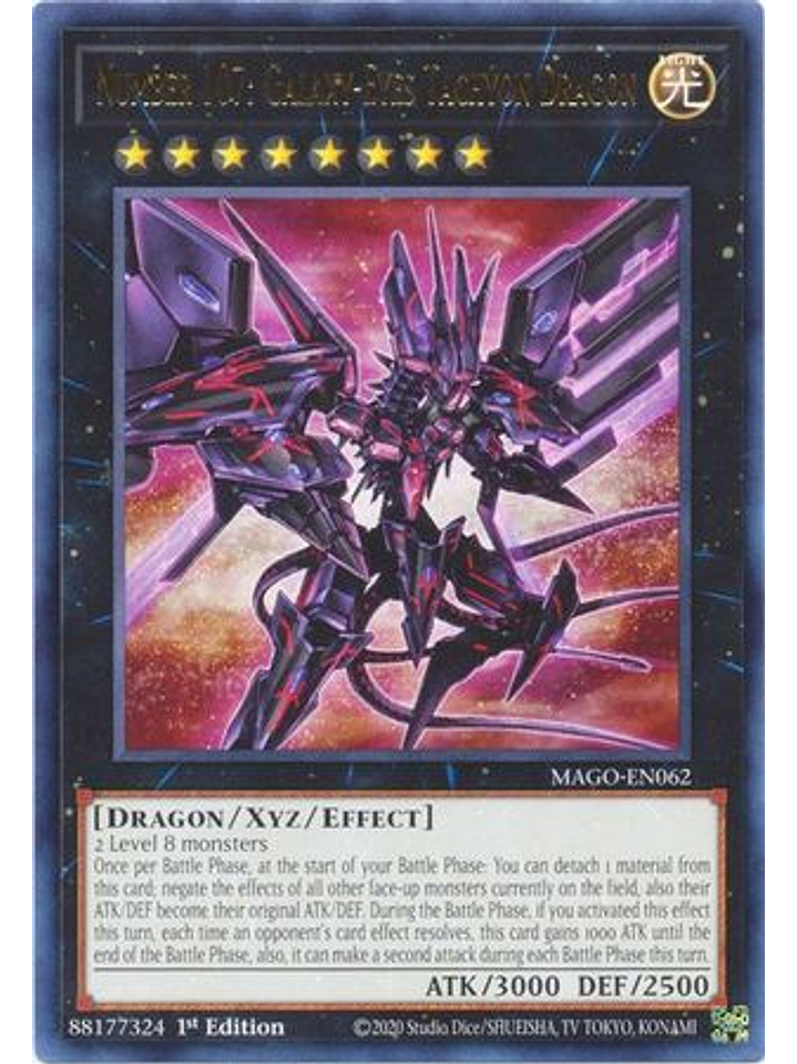 Number 107: Galaxy-Eyes Tachyon Dragon - MAGO-EN062 - Rare 1st Edition 1