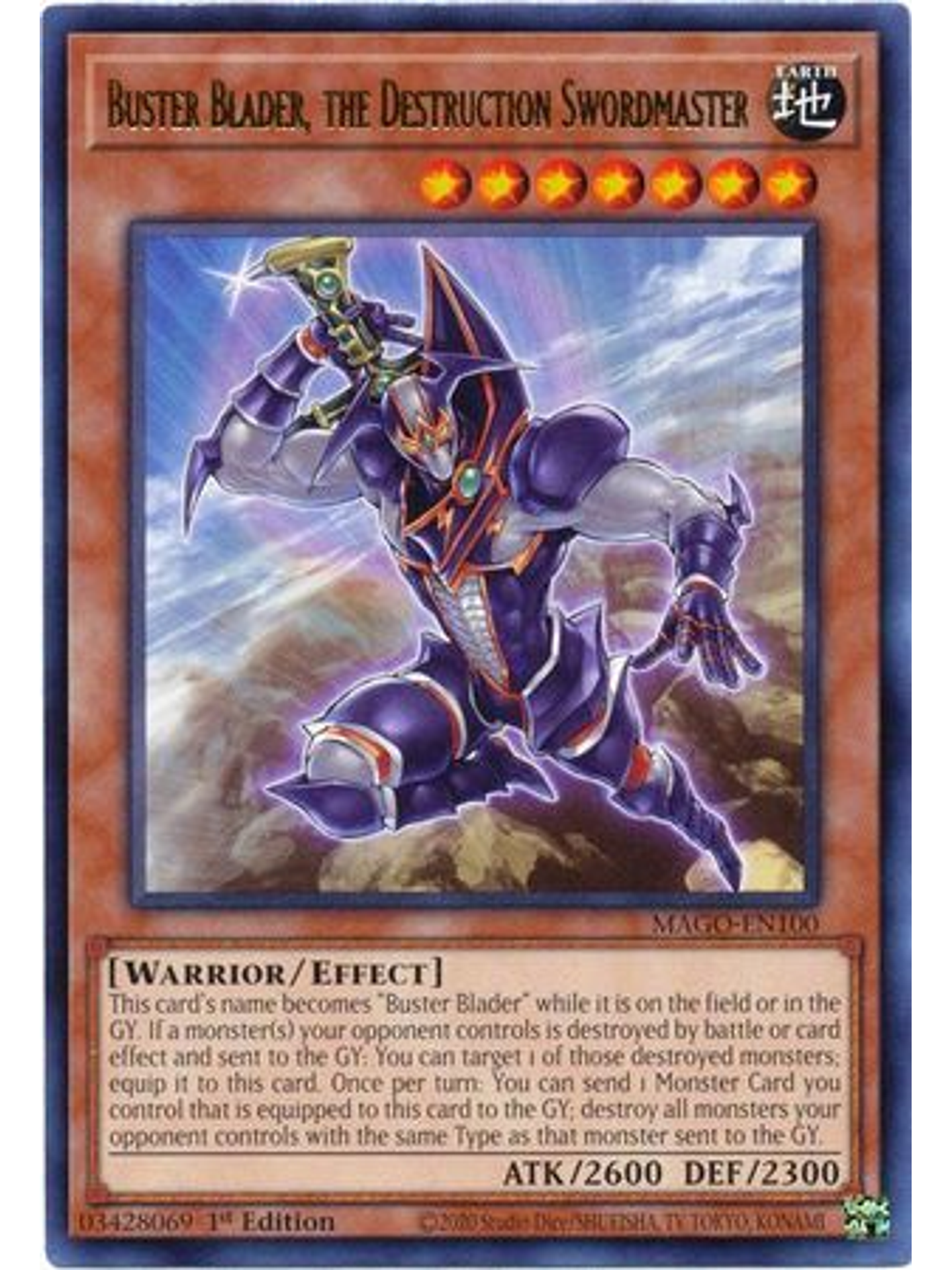 Buster Blader, the Destruction Swordmaster - MAGO-EN100 - Rare 1st Edition 1