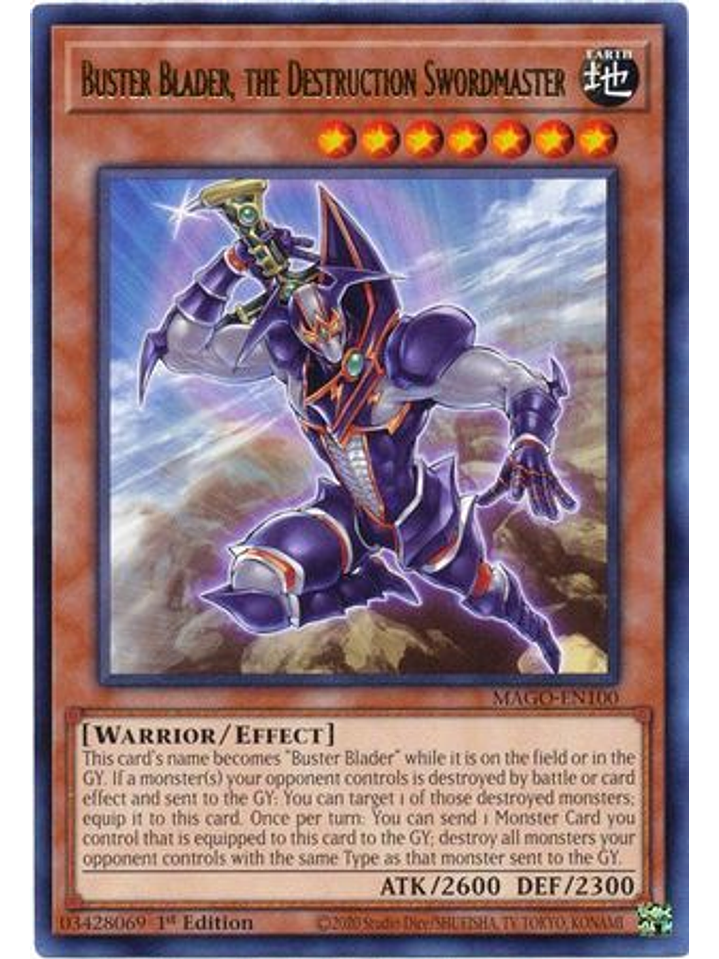 Buster Blader, the Destruction Swordmaster - MAGO-EN100 - Rare 1st Edition 1