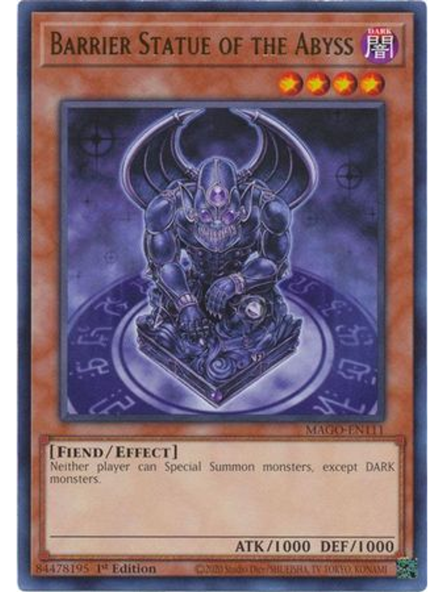 Barrier Statue of the Abyss - MAGO-EN111 - Rare 1st Edition 1