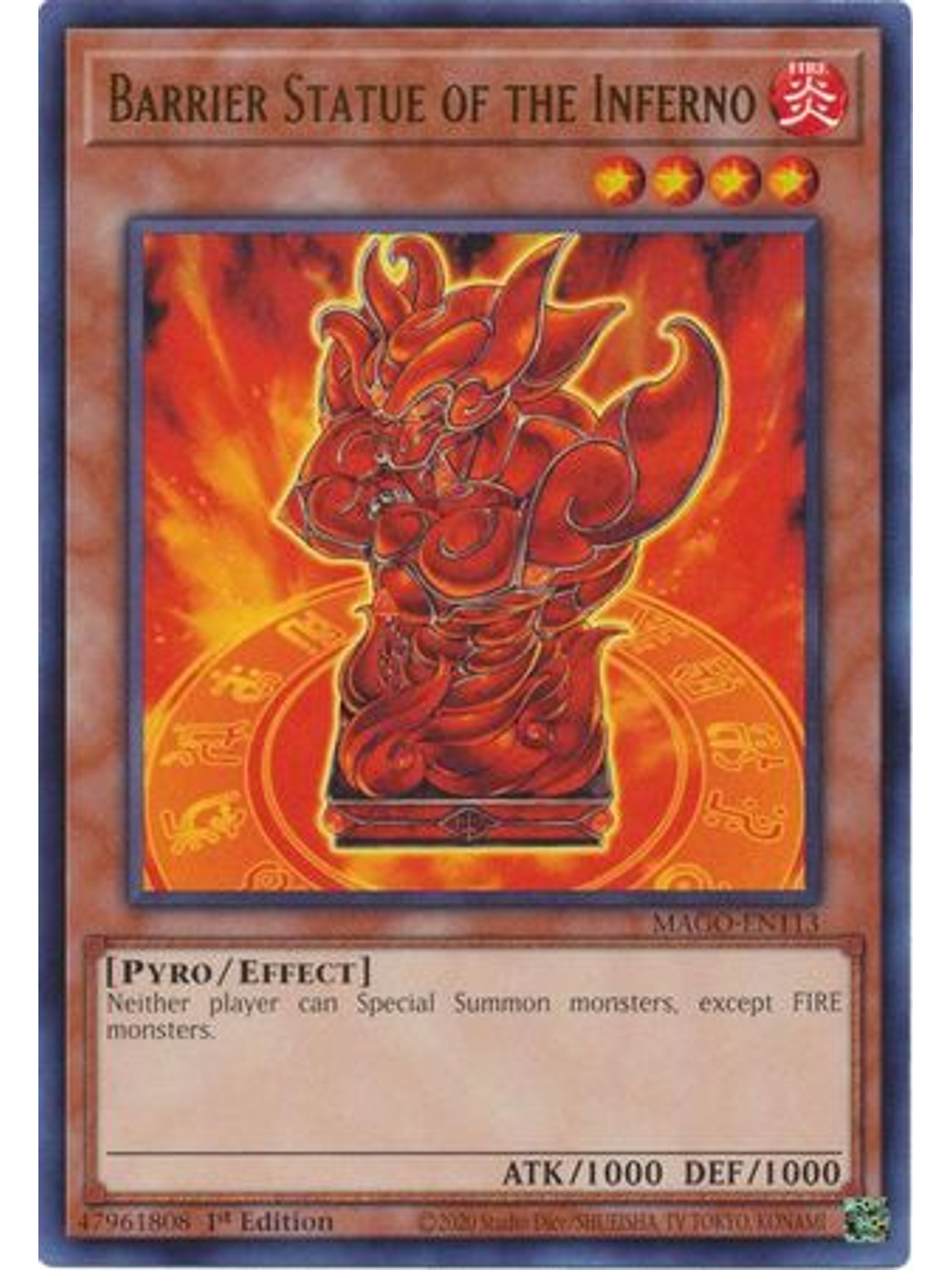 Barrier Statue of the Inferno - MAGO-EN113 - Rare 1st Edition 1