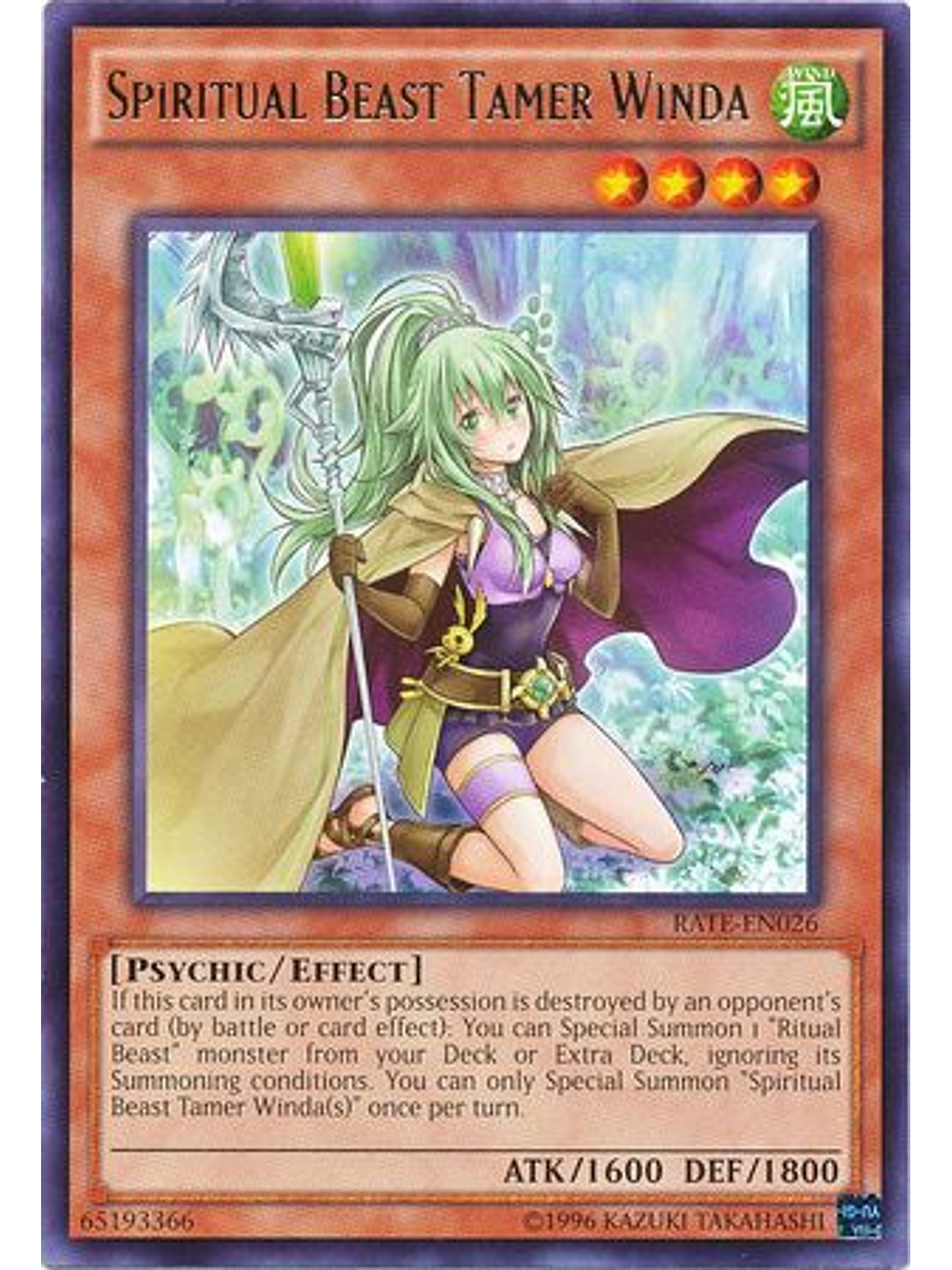 Spiritual Beast Tamer Winda - RATE-EN026 - Rare Unlimited 1