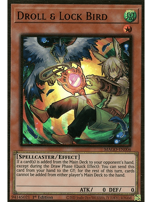 Droll & Lock Bird (Alternate Art) - MAGO-EN006 - Premium Gold Rare 1st Edition