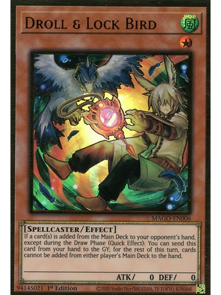 Droll & Lock Bird (Alternate Art) - MAGO-EN006 - Premium Gold Rare 1st Edition 1