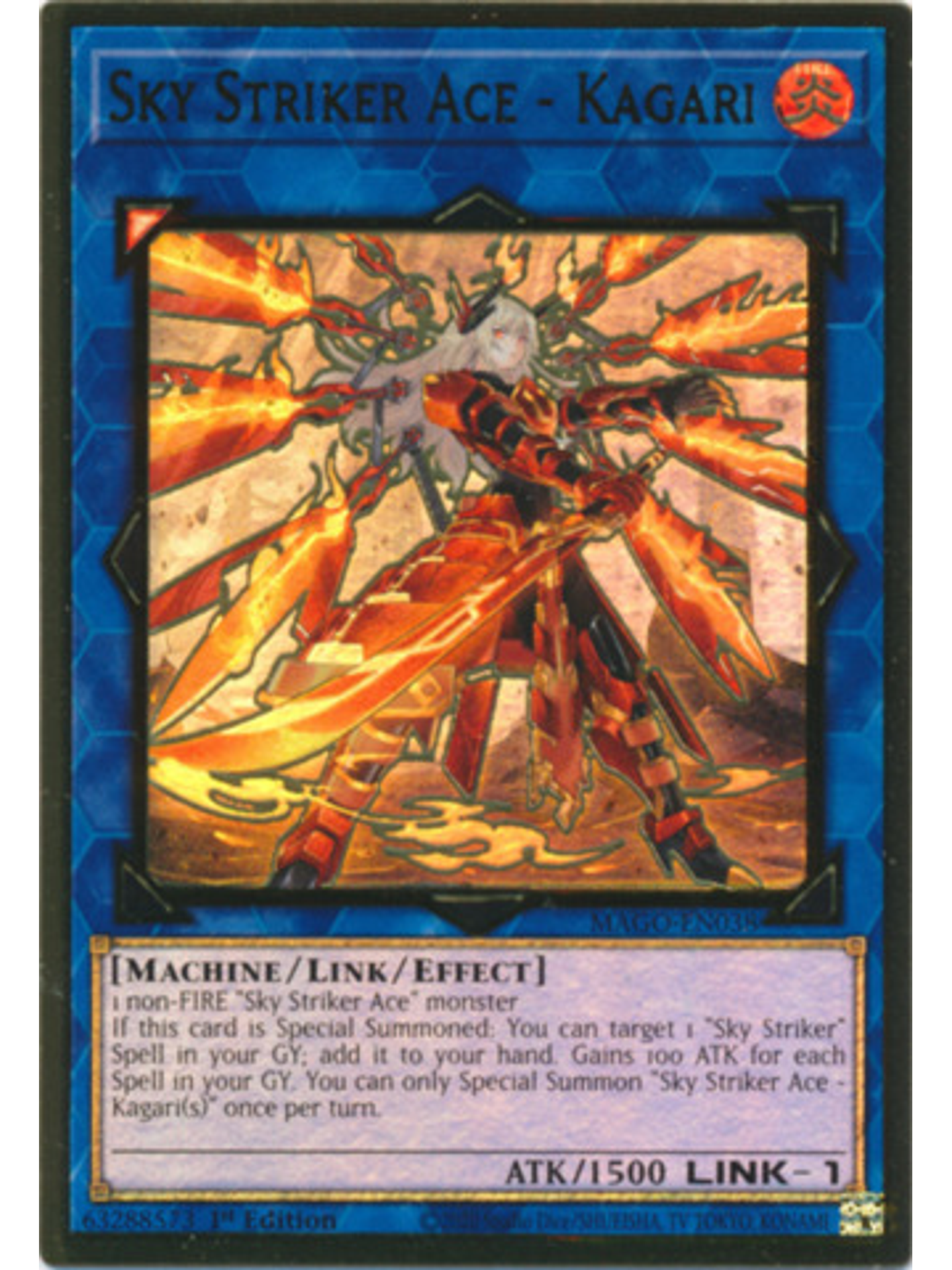 Sky Striker Ace - Kagari (alternate art) - MAGO-EN038 - Premium Gold Rare 1st Edition 1