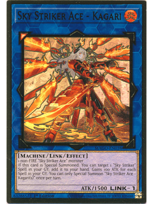Sky Striker Ace - Kagari (alternate art) - MAGO-EN038 - Premium Gold Rare 1st Edition
