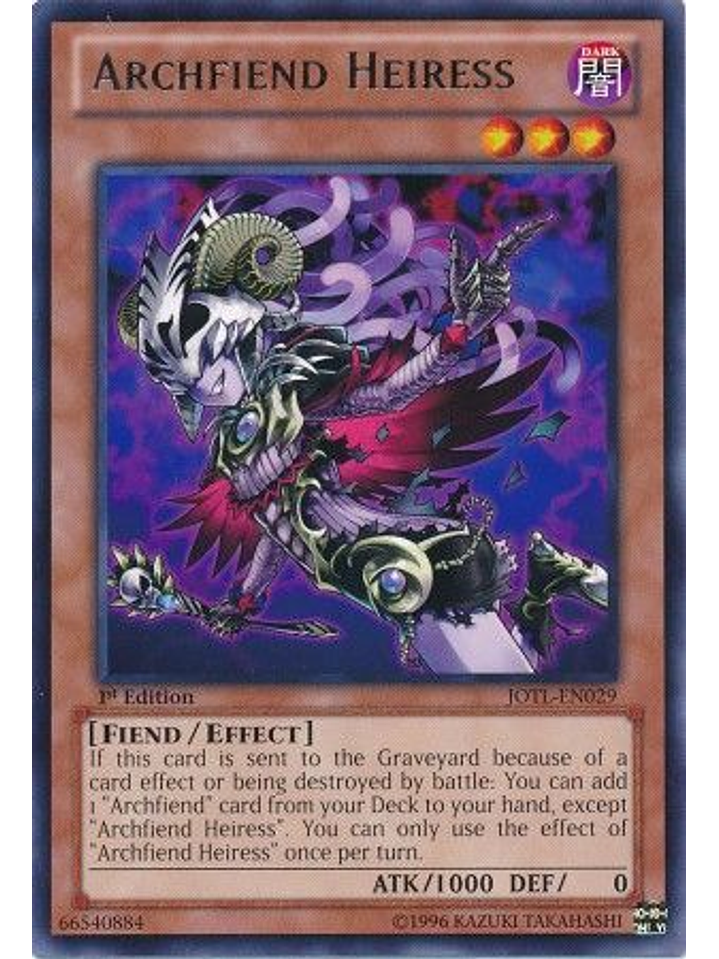Archfiend Heiress - JOTL-EN029 - Rare 1st Edition 1