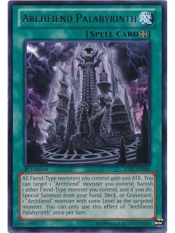 Archfiend Palabyrinth - JOTL-EN066 - Rare 1st Edition 1