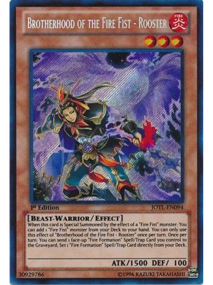 Brotherhood of the Fire Fist - Rooster - JOTL-EN094 - Secret Rare 1st Edition 1