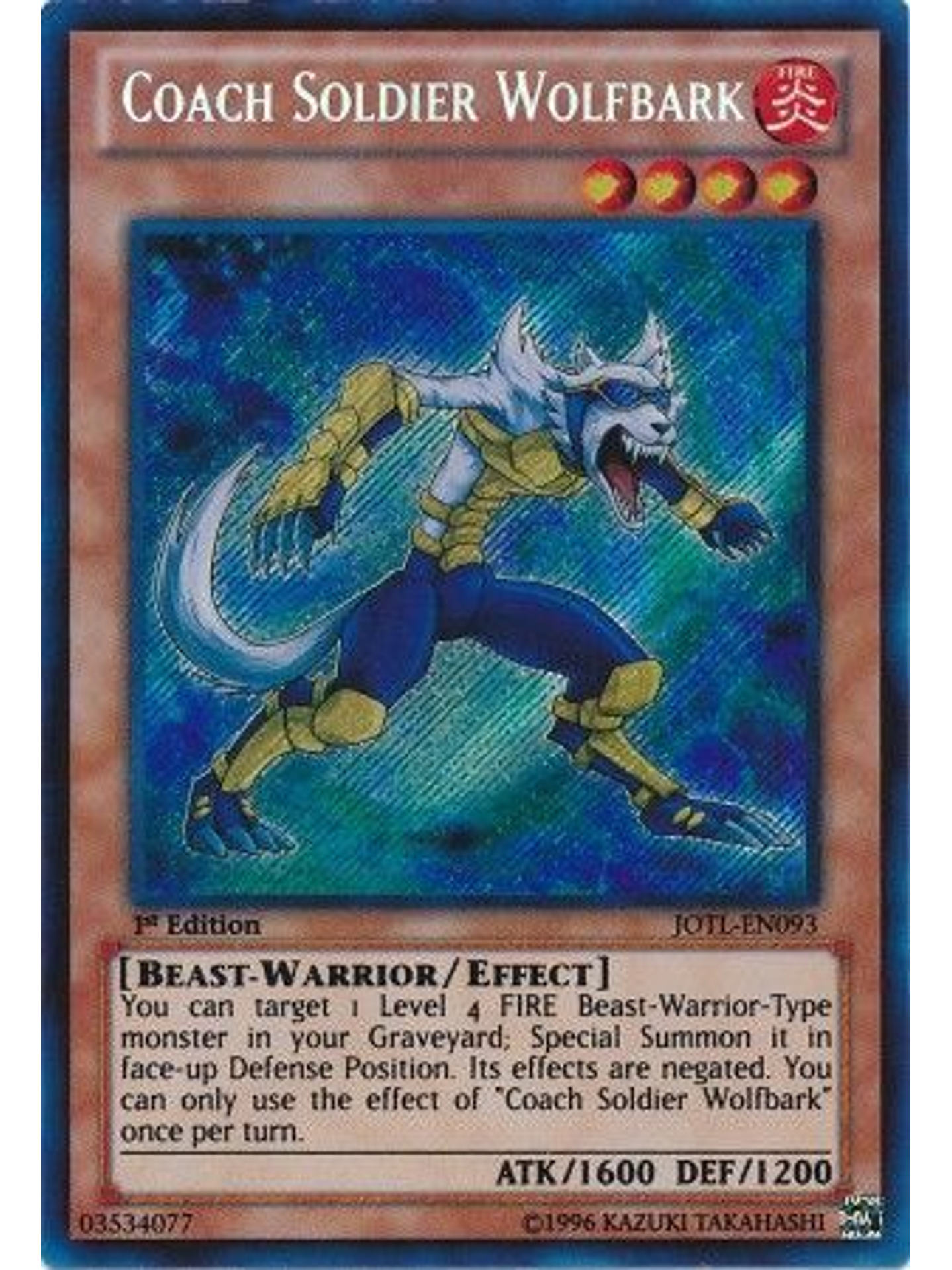 Coach Soldier Wolfbark - JOTL-EN093 - Secret Rare 1st Edition 1