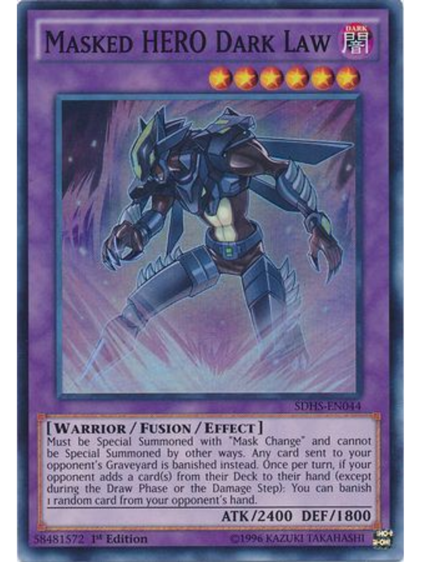 Masked Hero Dark Law - SDHS-EN044 - Super Rare 1st Edition 1