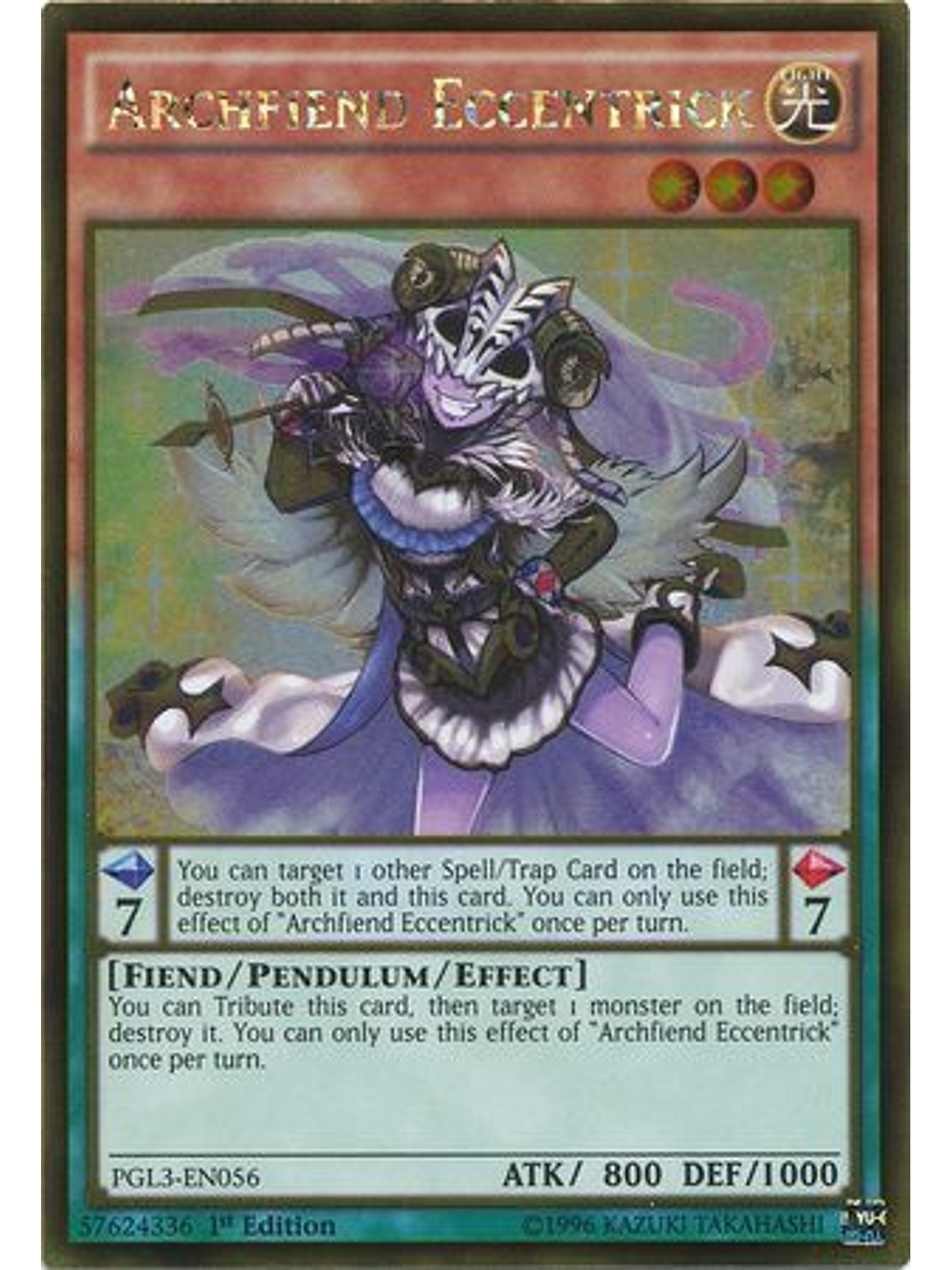 Archfiend Eccentrick - PGL3-EN056 - Gold Rare 1st Edition 1