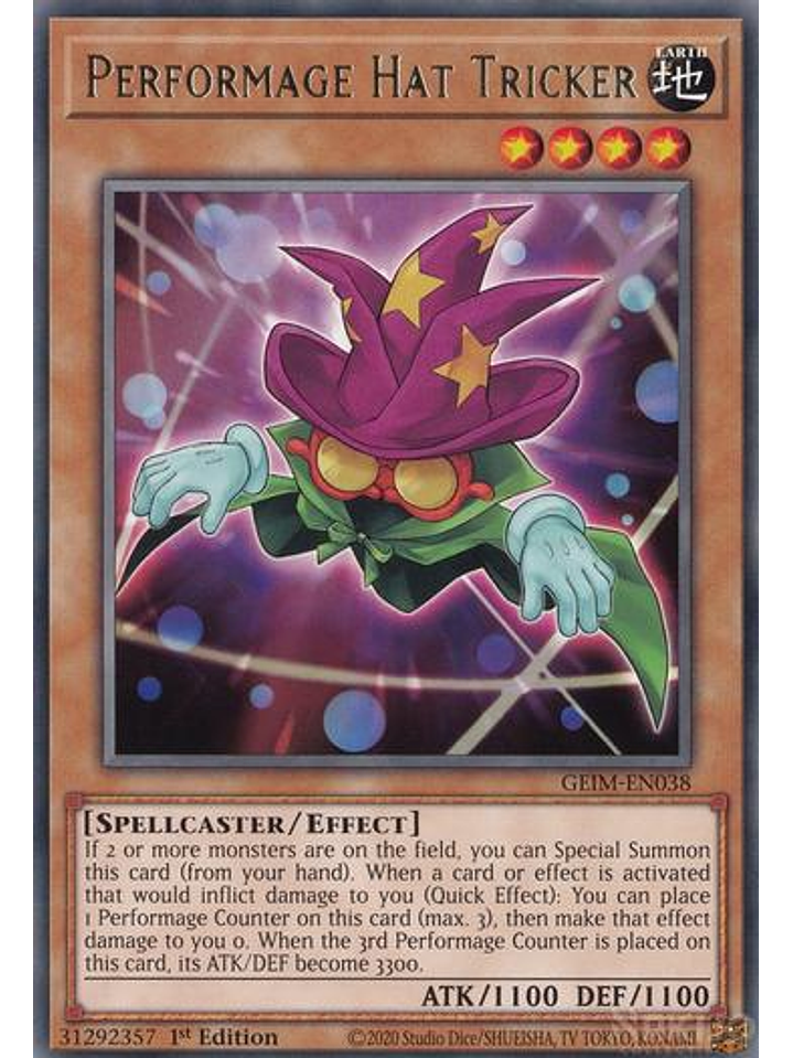 Performage Hat Tricker - GEIM-EN038 - Rare - 1st Edition 1