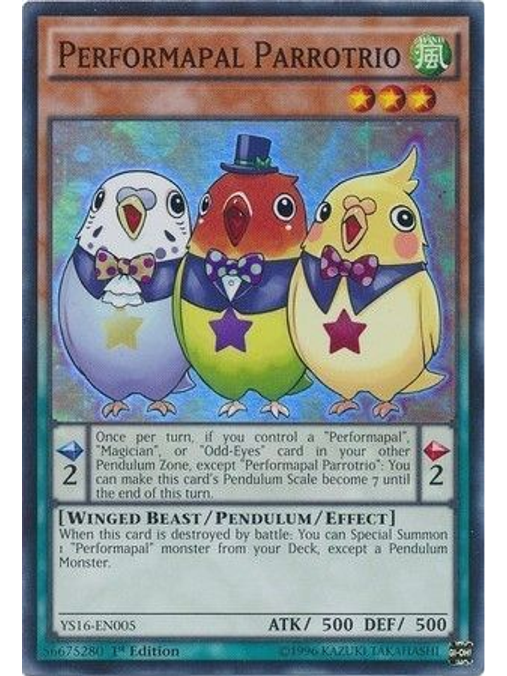 Performapal Parrotrio - YS16-EN005 - Super Rare 1st Edition 1