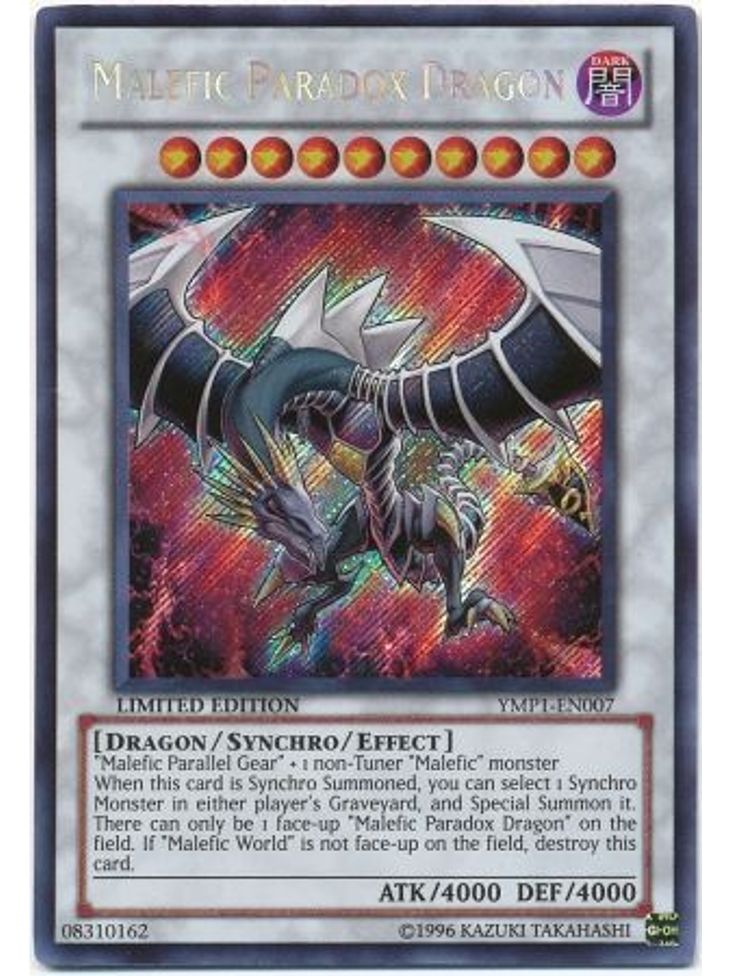 Malefic Paradox Dragon - YMP1-EN007 - Secret Rare 1