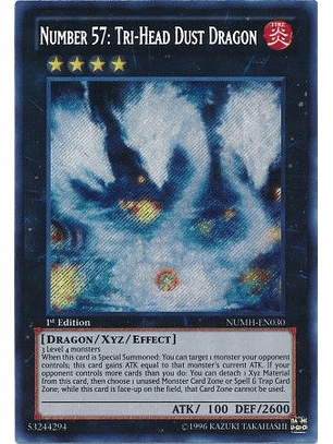 Number 57: Tri-Head Dust Dragon - NUMH-EN030 - Secret Rare 1st Edition