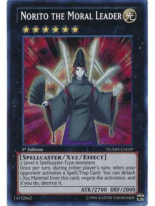 Norito the Moral Leader - NUMH-EN039 - Secret Rare 1st Edition
