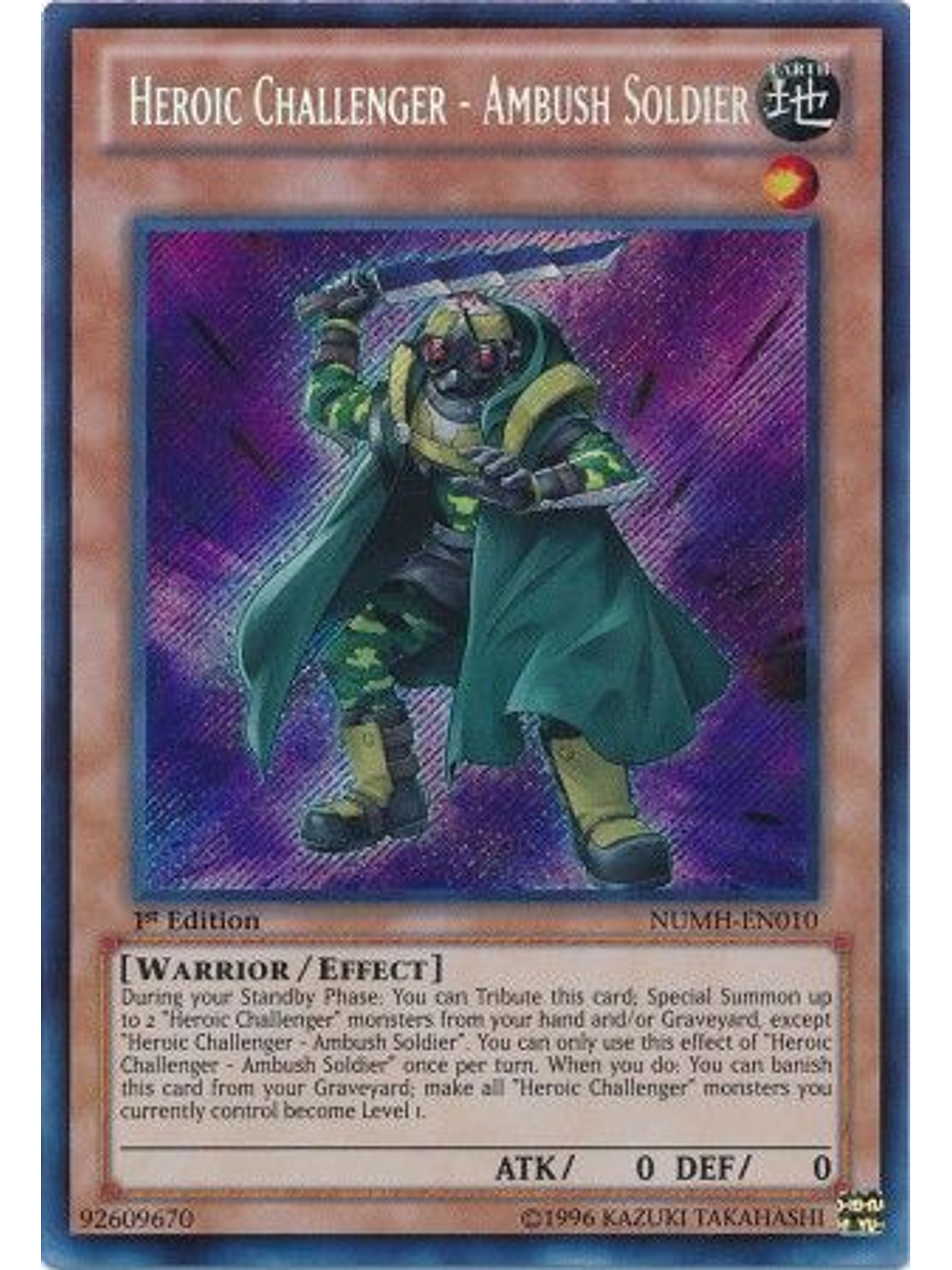 Heroic Challenger - Ambush Soldier - NUMH-EN010 - Secret Rare 1st Edition 1