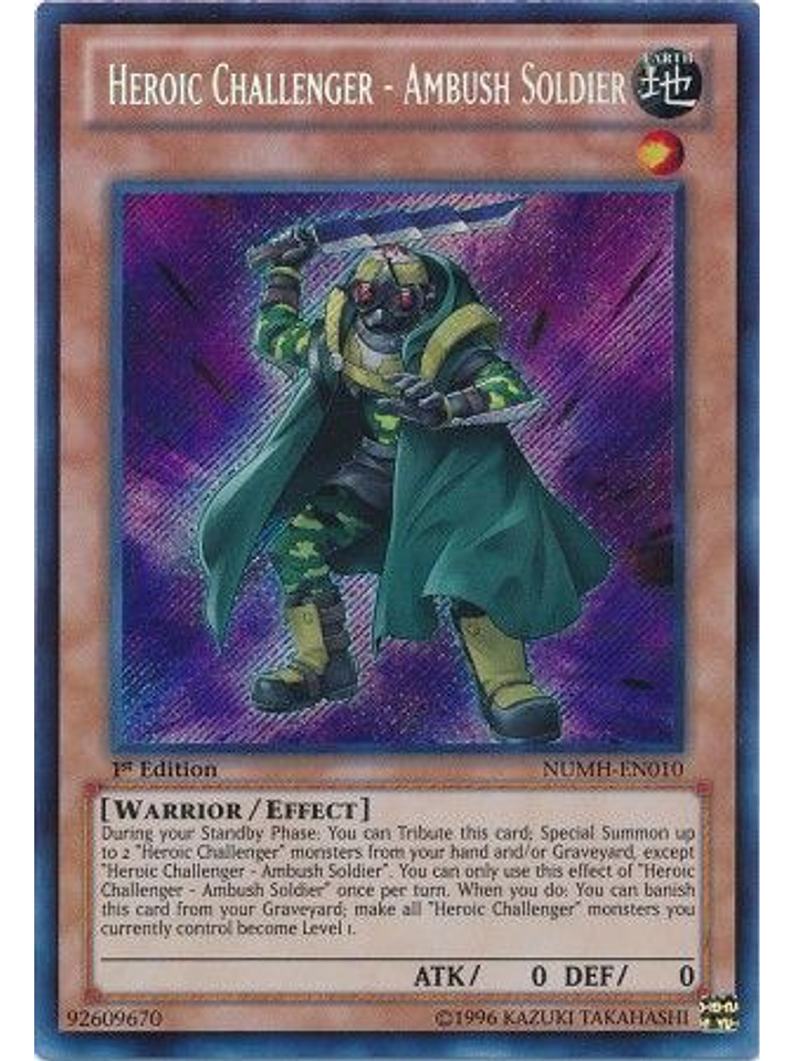 Heroic Challenger - Ambush Soldier - NUMH-EN010 - Secret Rare 1st Edition 1