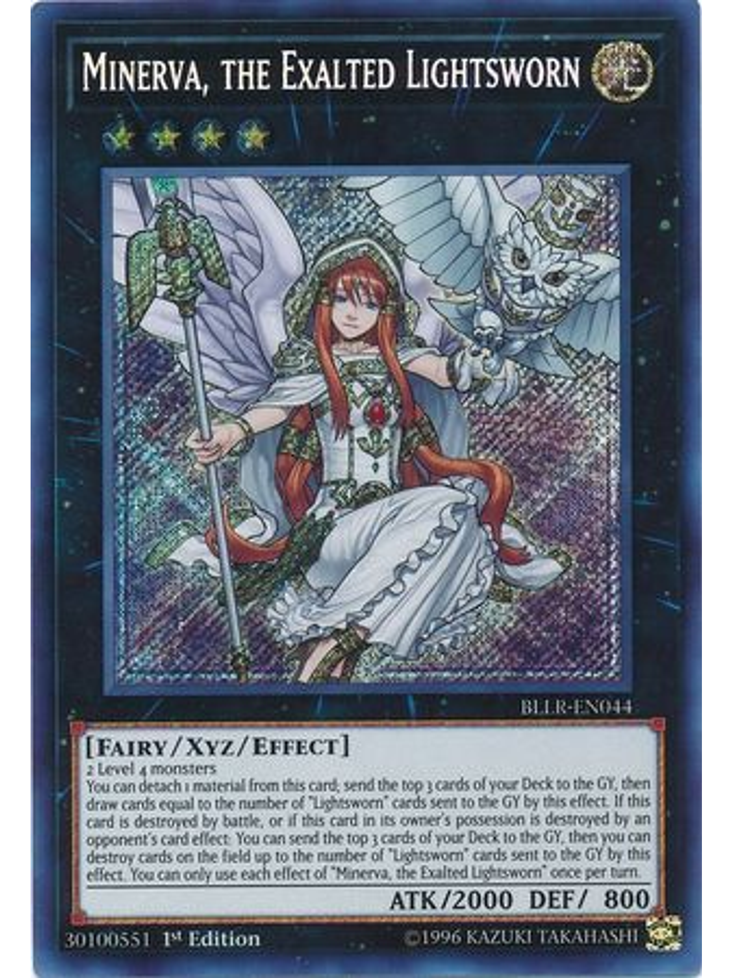 Minerva, the Exalted Lightsworn - BLLR-EN044 - Secret Rare 1st Edition 1