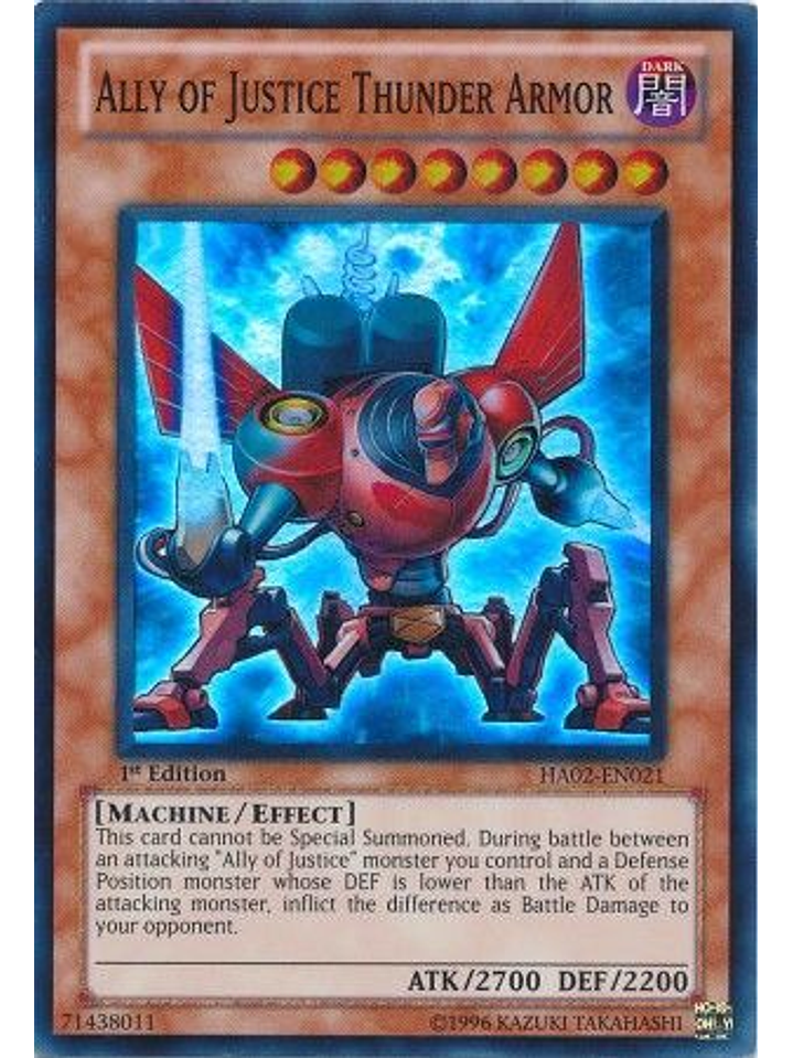 Ally of Justice Thunder Armor - HA02-EN021 - Super Rare 1st Edition 1