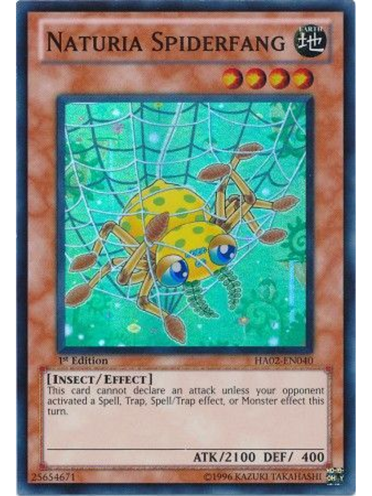 Naturia Spiderfang - HA02-EN040 - Super Rare 1st Edition 1