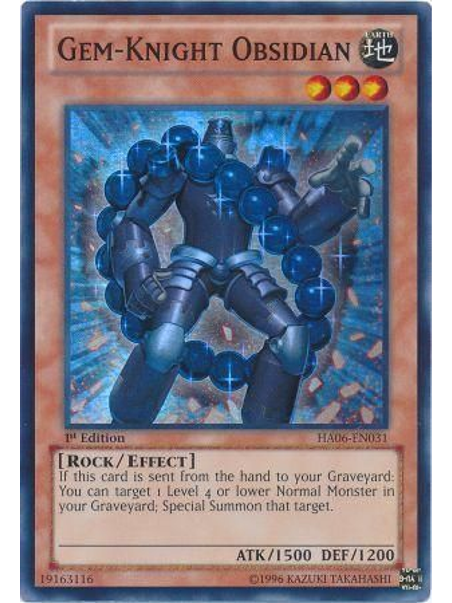 Gem-Knight Obsidian - HA06-EN031 - Super Rare 1st Edition 1