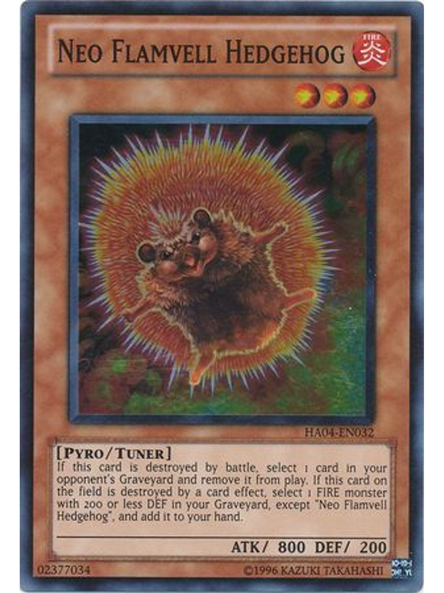 Neo Flamvell Hedgehog - HA04-EN032 - Super Rare Unlimited 1