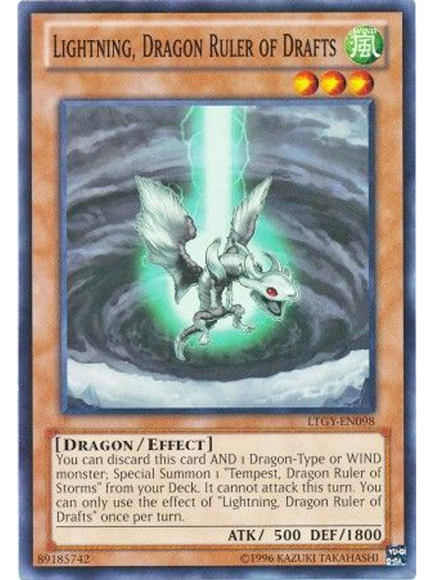 Lightning, Dragon Ruler of Drafts - LTGY-EN098 - Common Unlimited 1