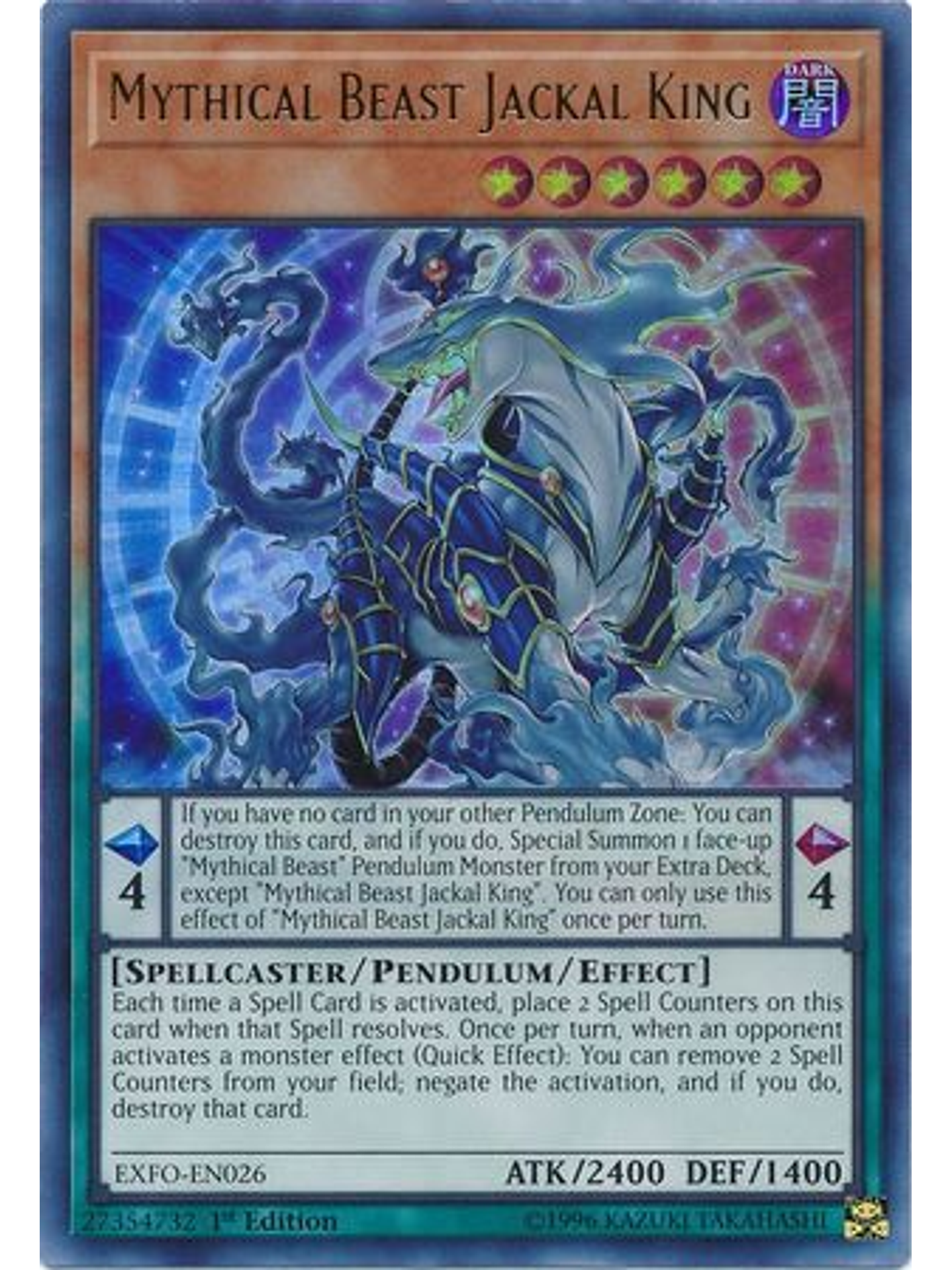 Mythical Beast Jackal King - EXFO-EN026 - Ultra Rare 1st Edition 1