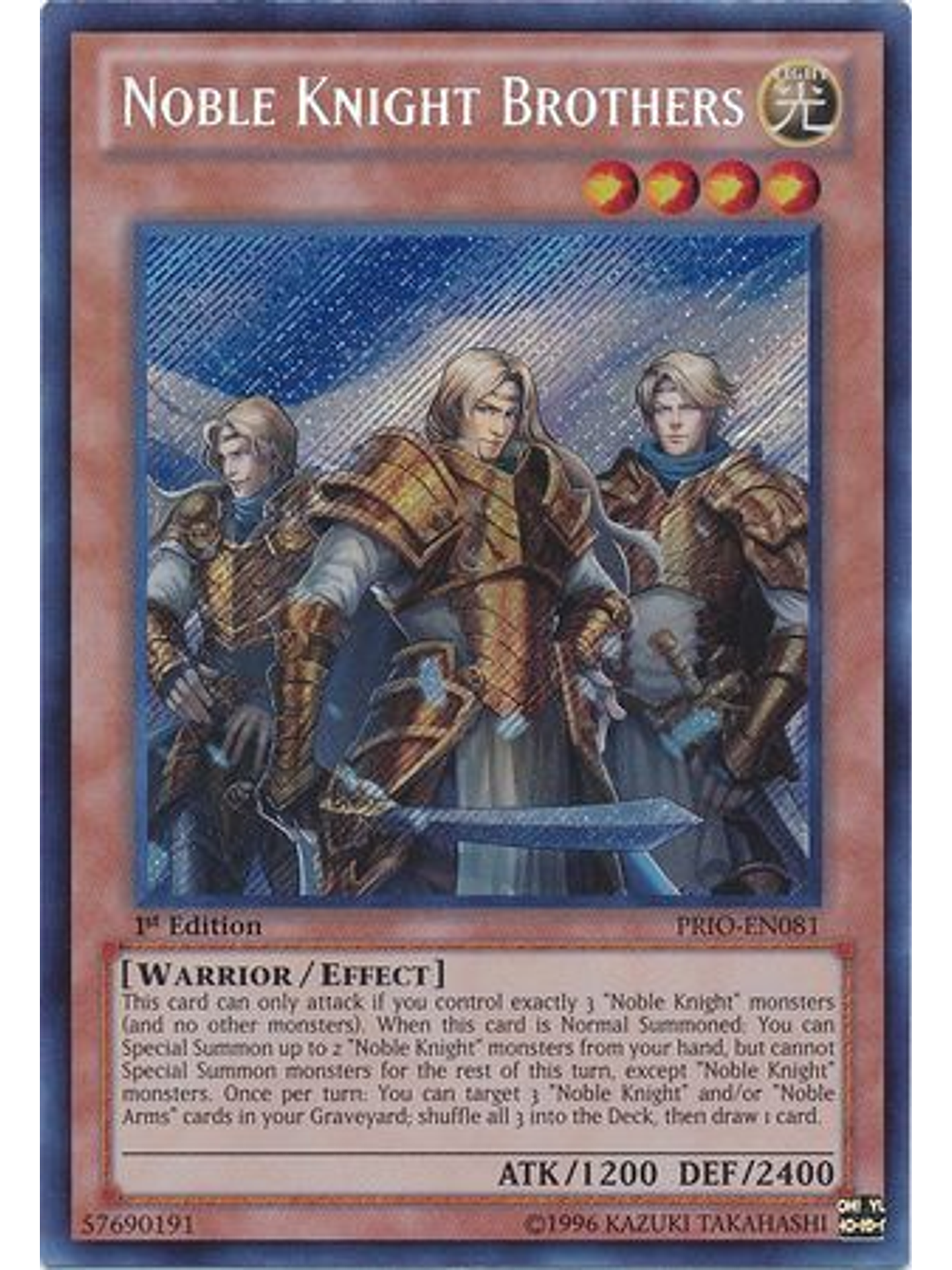 Noble Knight Brothers - PRIO-EN081 - Secret Rare 1st Edition 1