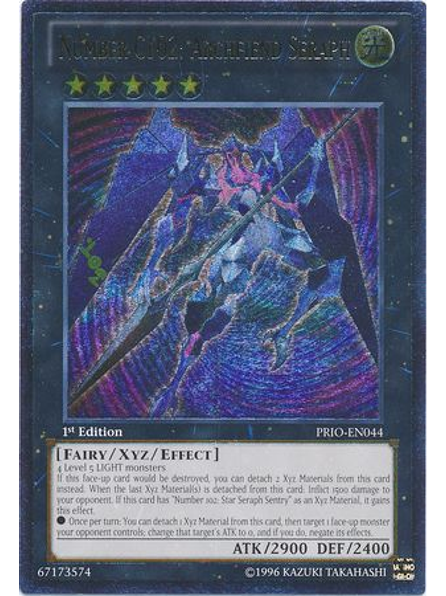 Number C102: Archfiend Seraph - PRIO-EN044 1st Edition - Ultimate Rare 1