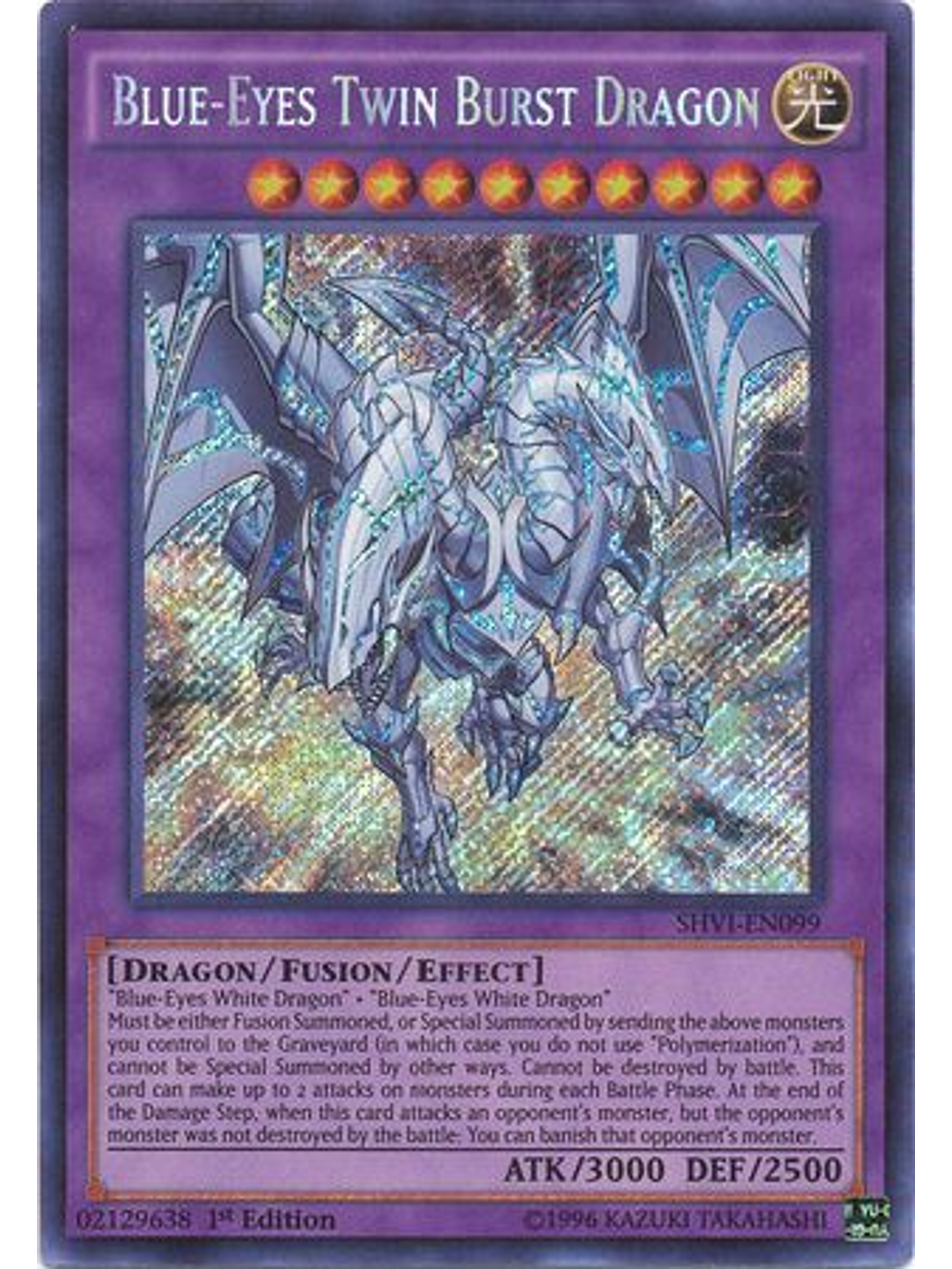 Blue-Eyes Twin Burst Dragon - SHVI-EN099 - Secret Rare 1st Edition 1